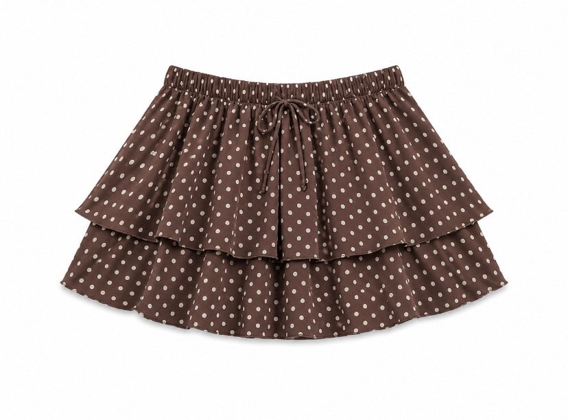 Polka dot rokje - bruin