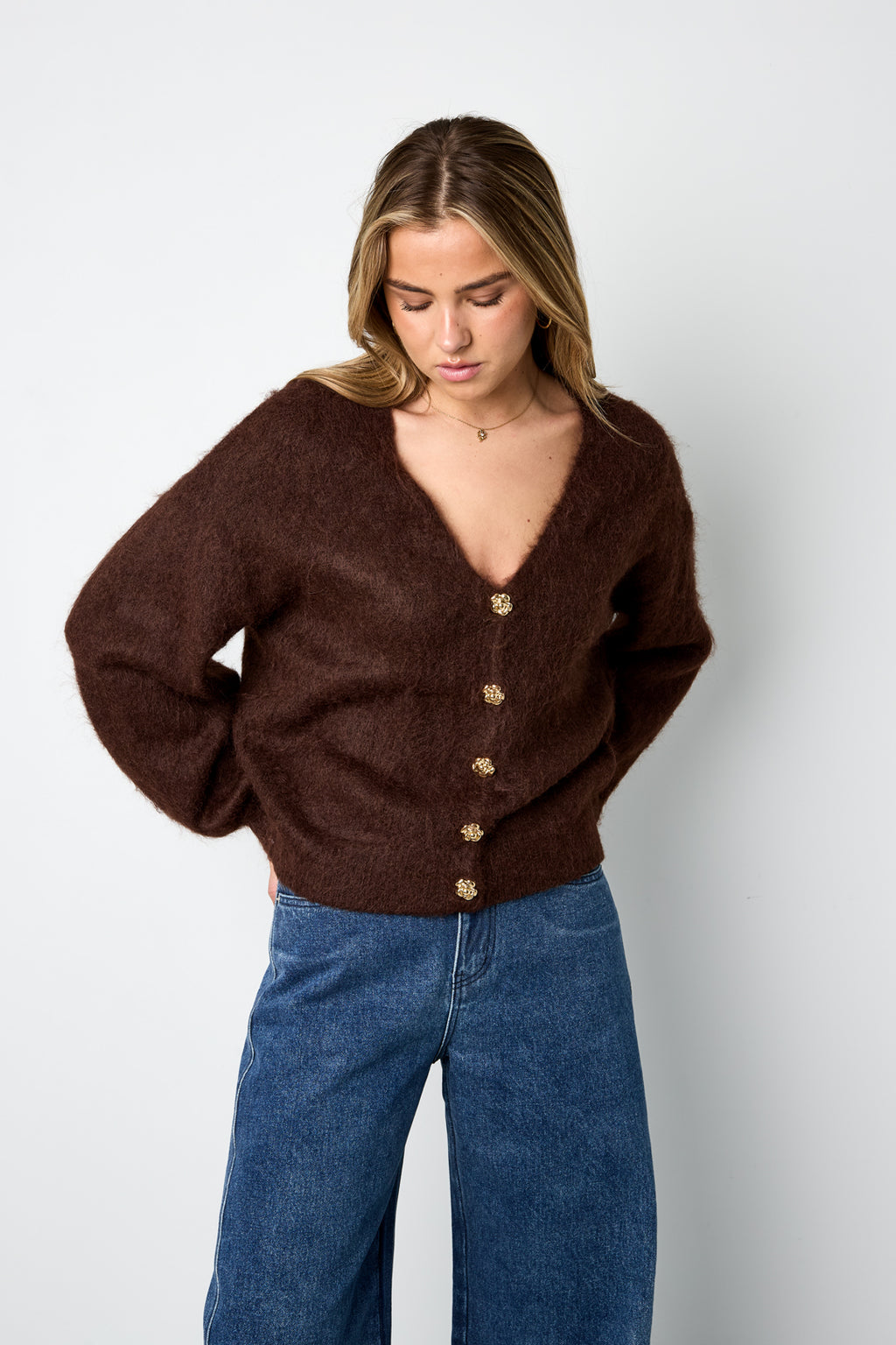 The furry cardigan with buttons