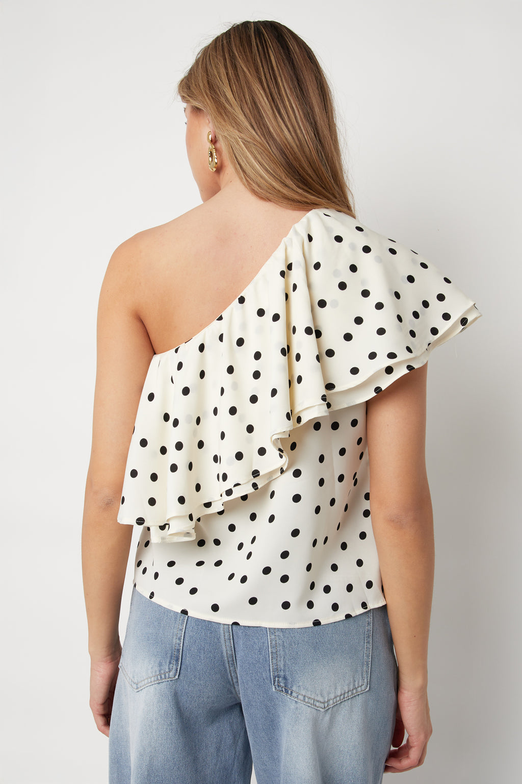 One Shoulder Polkadot Top