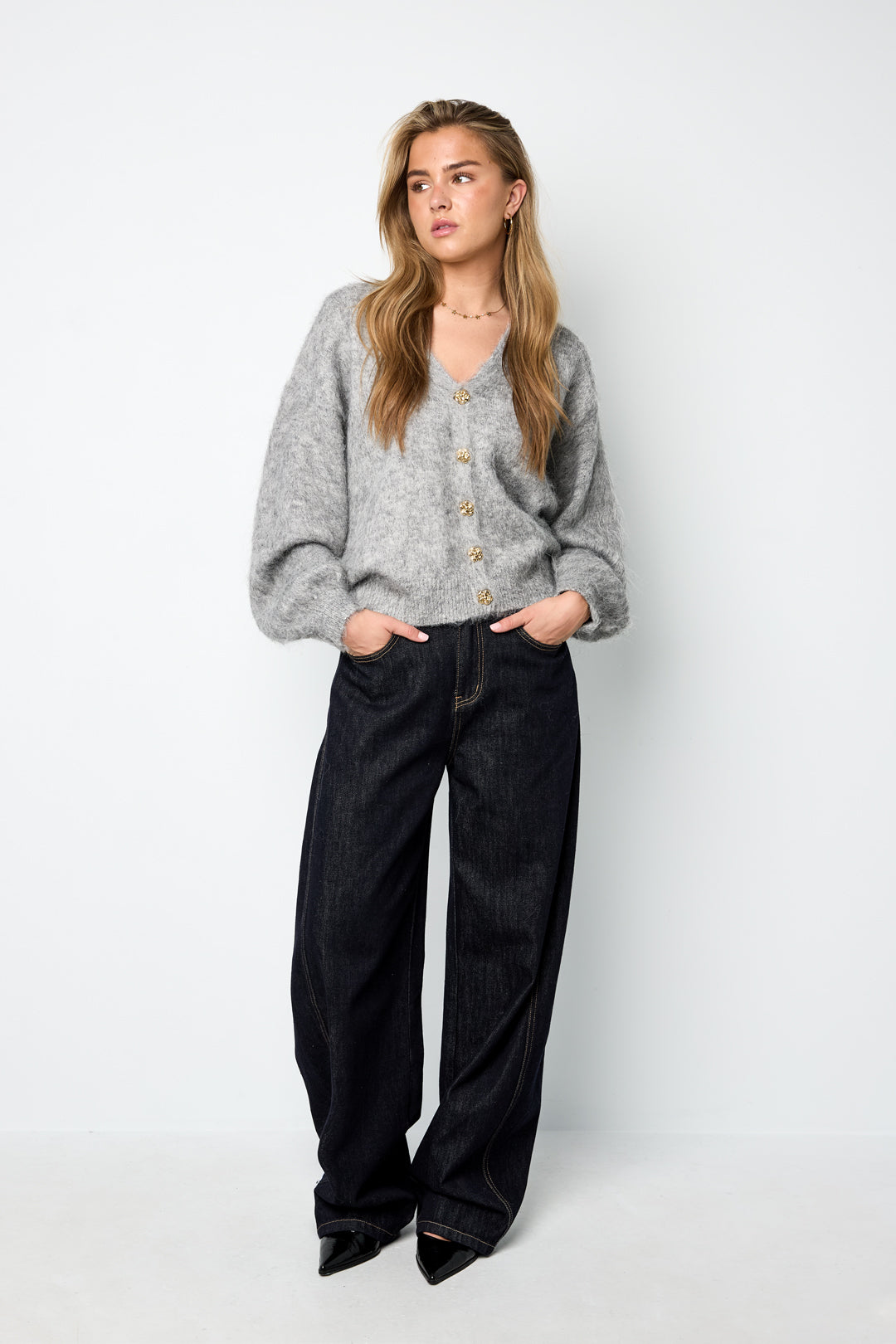 The furry cardigan with buttons