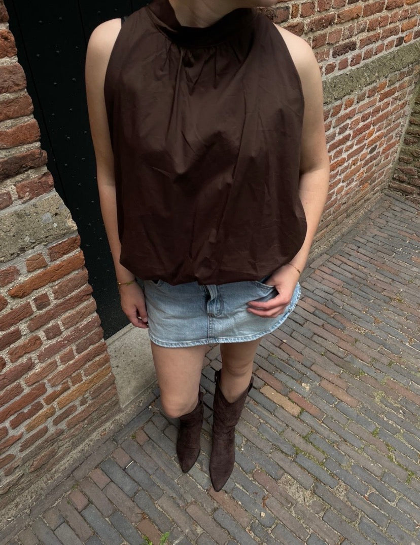 Bruine top met strik