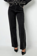 Woven Cotton Women's Straight Leg Pants Street Solid Color