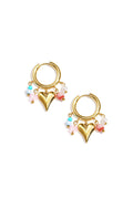 Earrings with dangling beads and heart