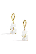 Small hoop earrings with dangling stones and beads