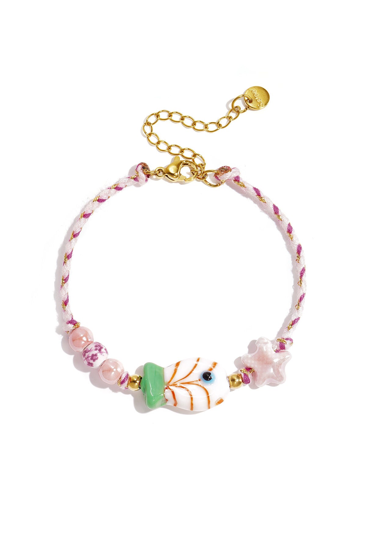 Beaded bracelet with rope motif, fish and star beads