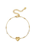 Bracelet with pearl, stone and statement heart