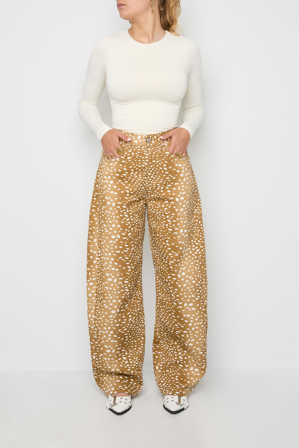 Deer-patterned jeans