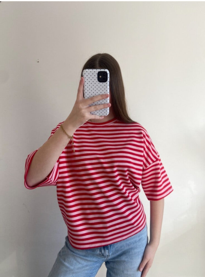 Short sleeve roze/rood