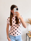 Polka dot top - roze