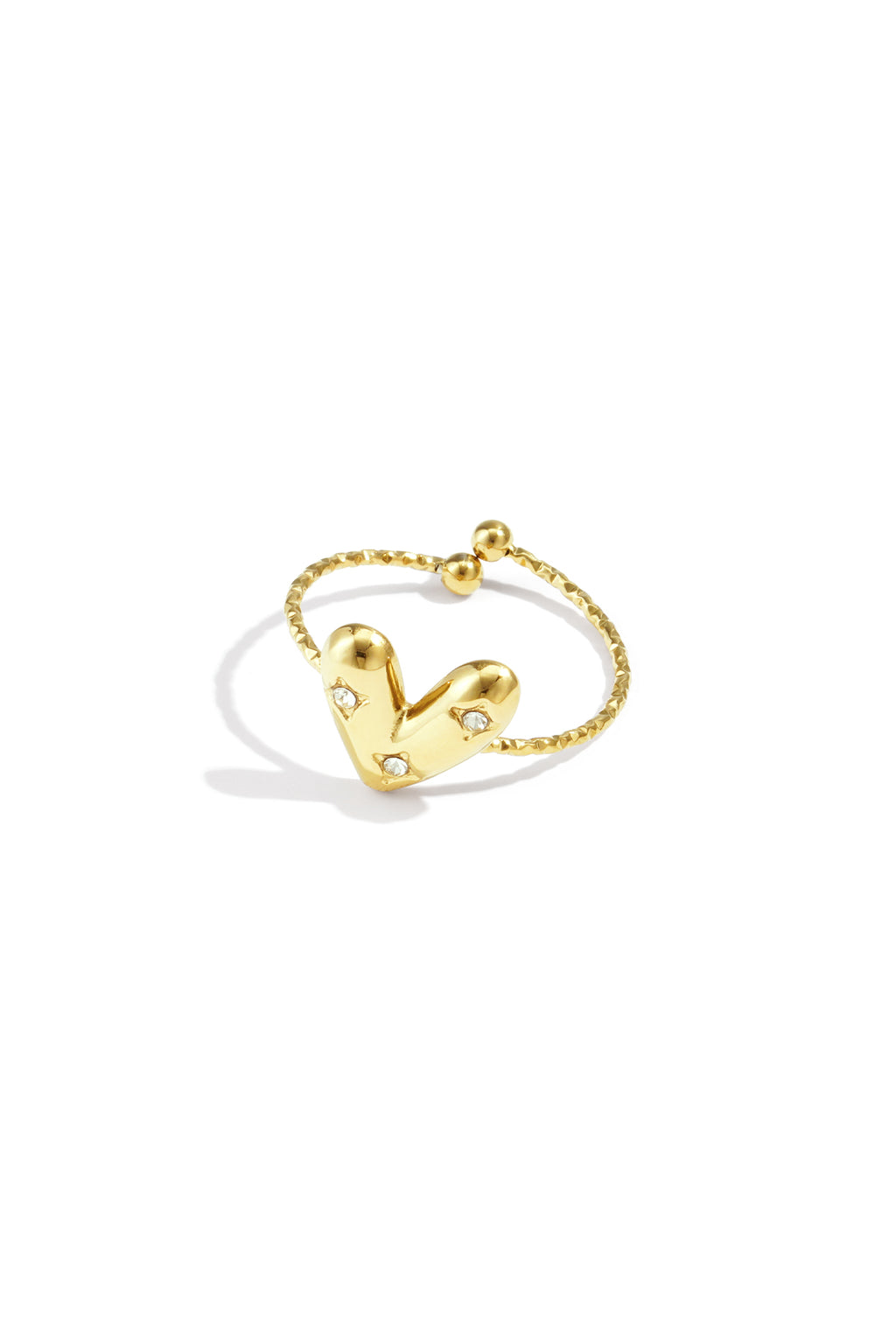 Adjustable ring with decorated heart