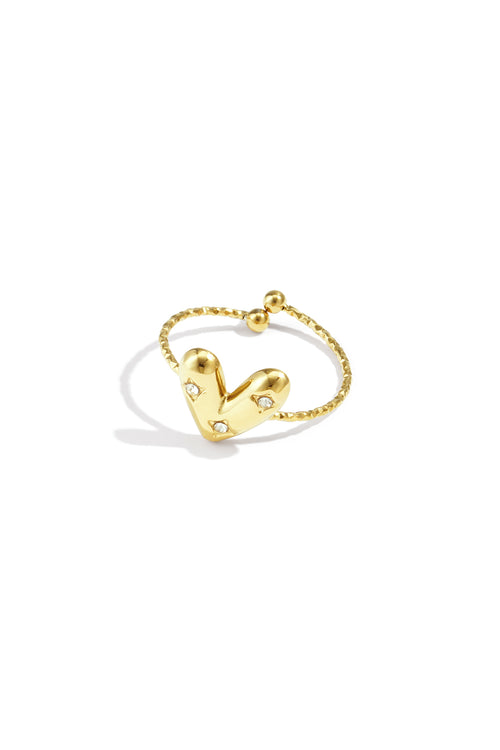 Adjustable ring with decorated heart