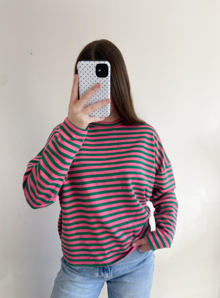 Longsleeve groen/roze