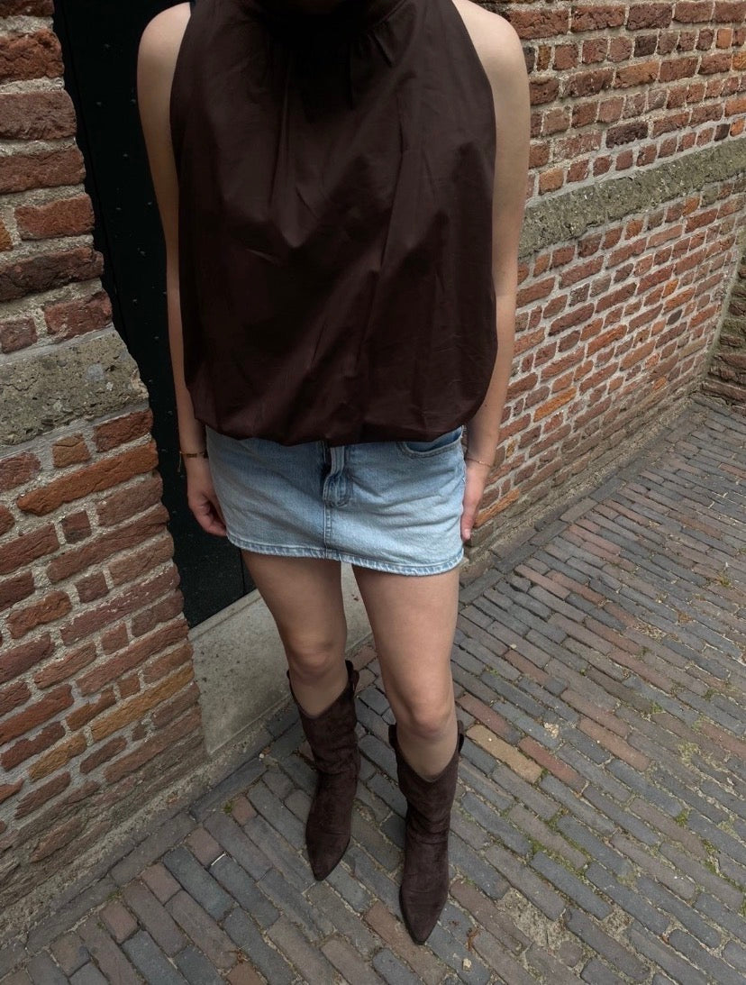 Bruine top met strik