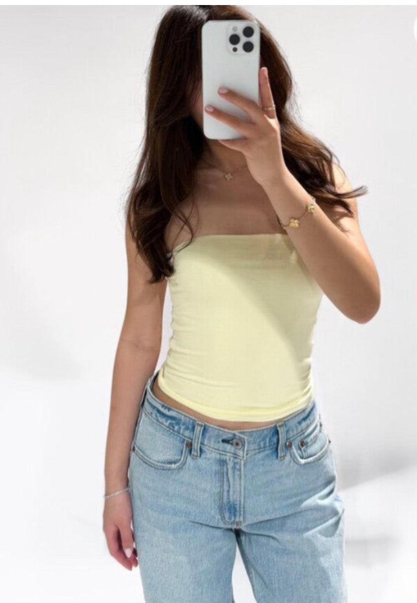 Gele tube top - dubbelgevoerd