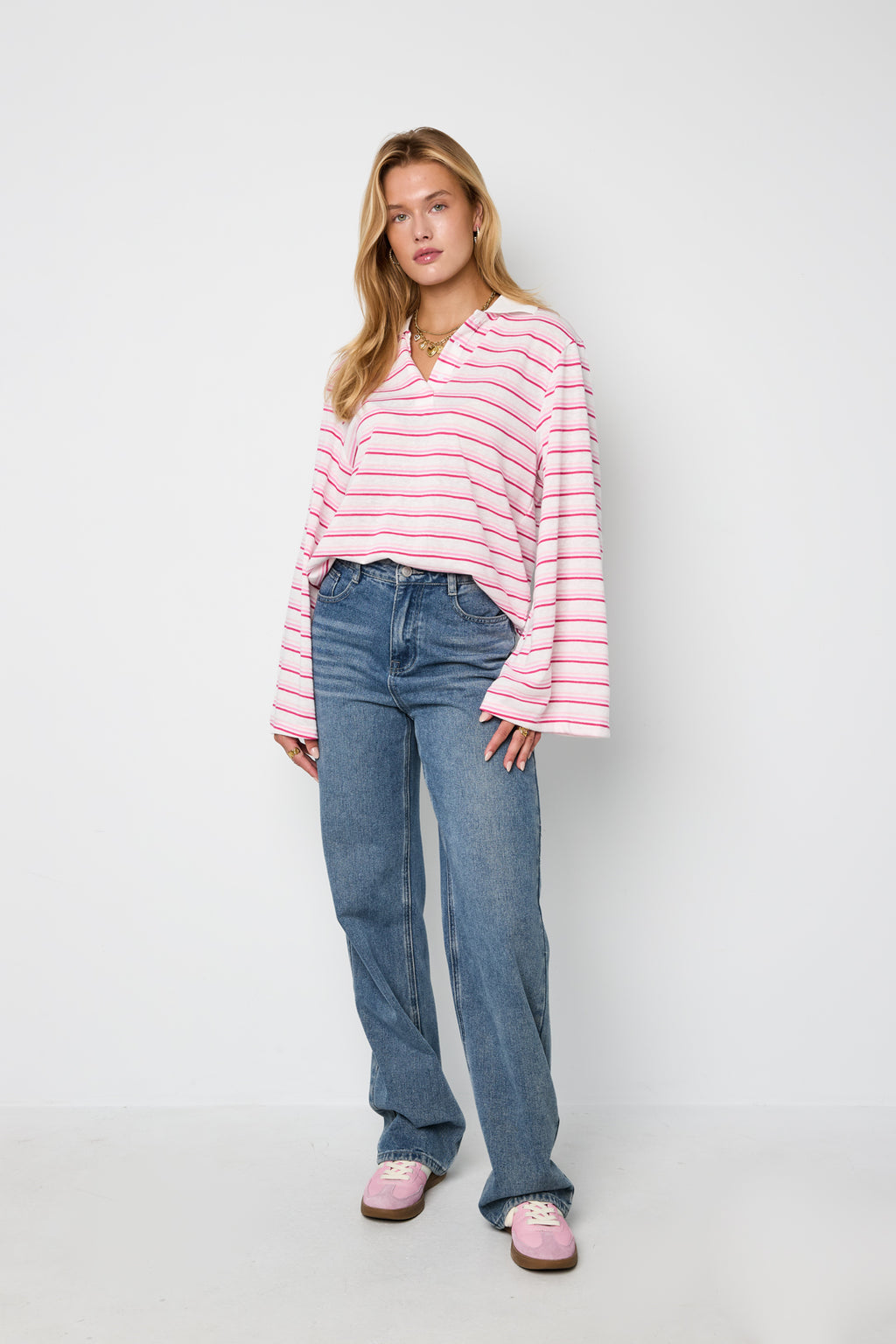 Striped Stretch Polo Coord