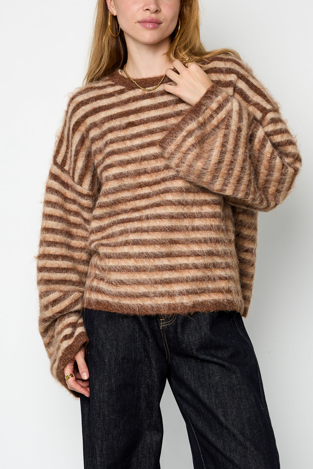 Polyester Fiber (Polyester) Knit sweaters Stripes Fall/Winter  Clothes