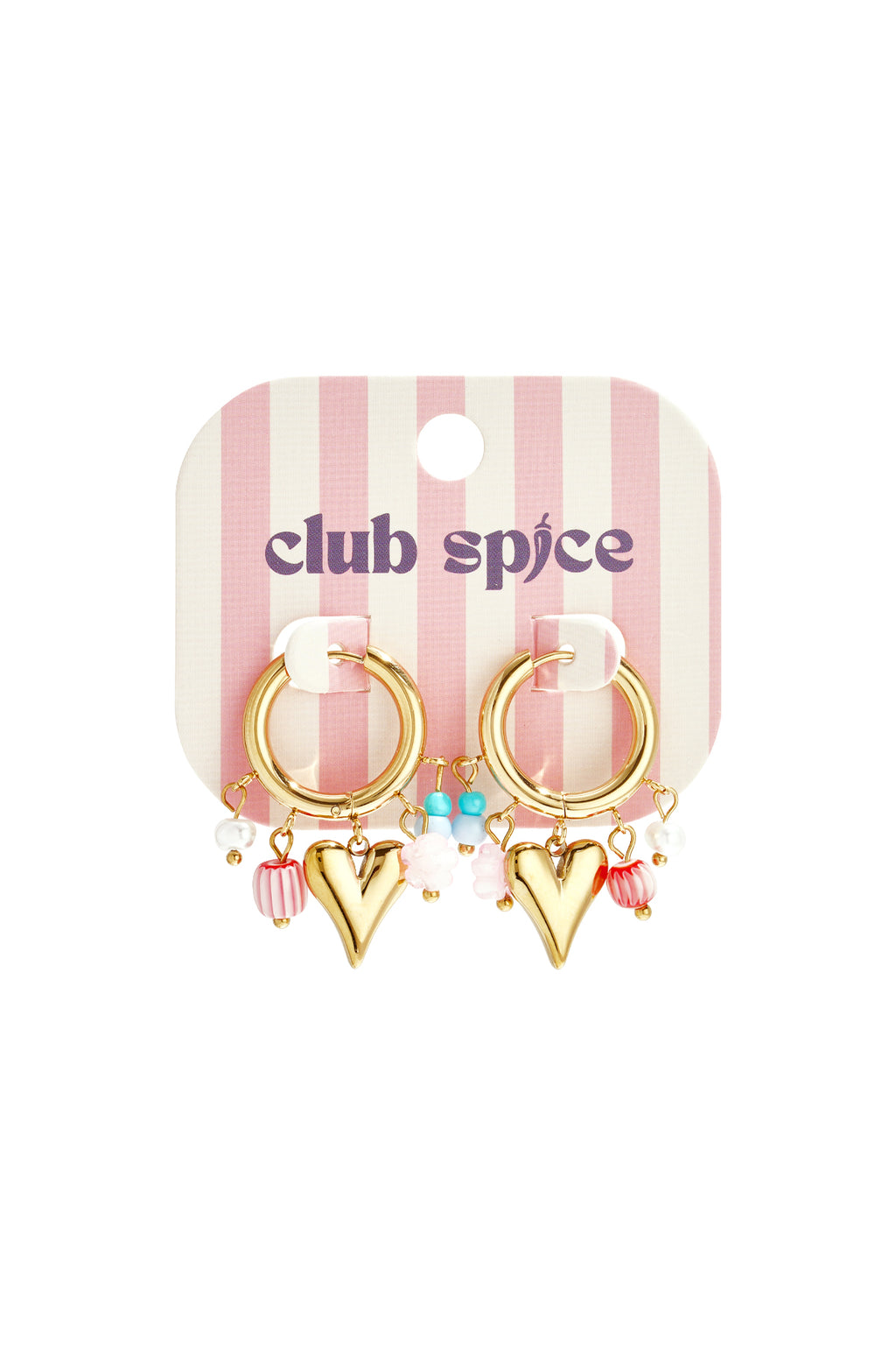 Earrings with dangling beads and heart