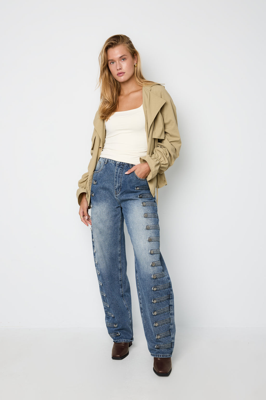 Military Button Up Jeans