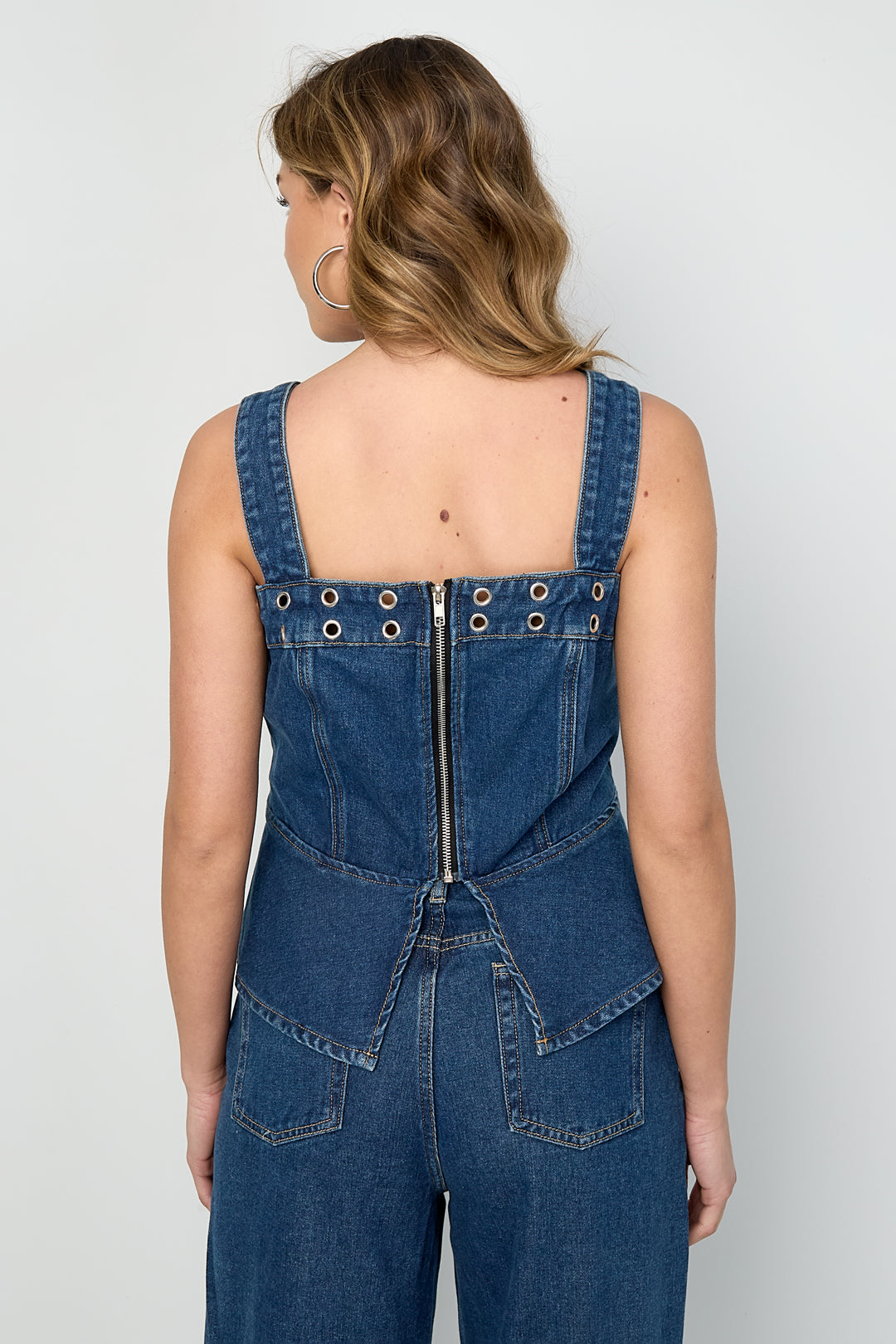 Eyelet Statement Denim Top
