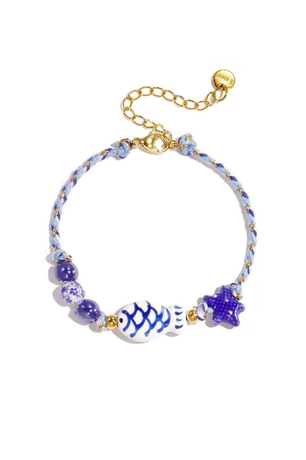 Beaded bracelet with rope motif, fish and star beads