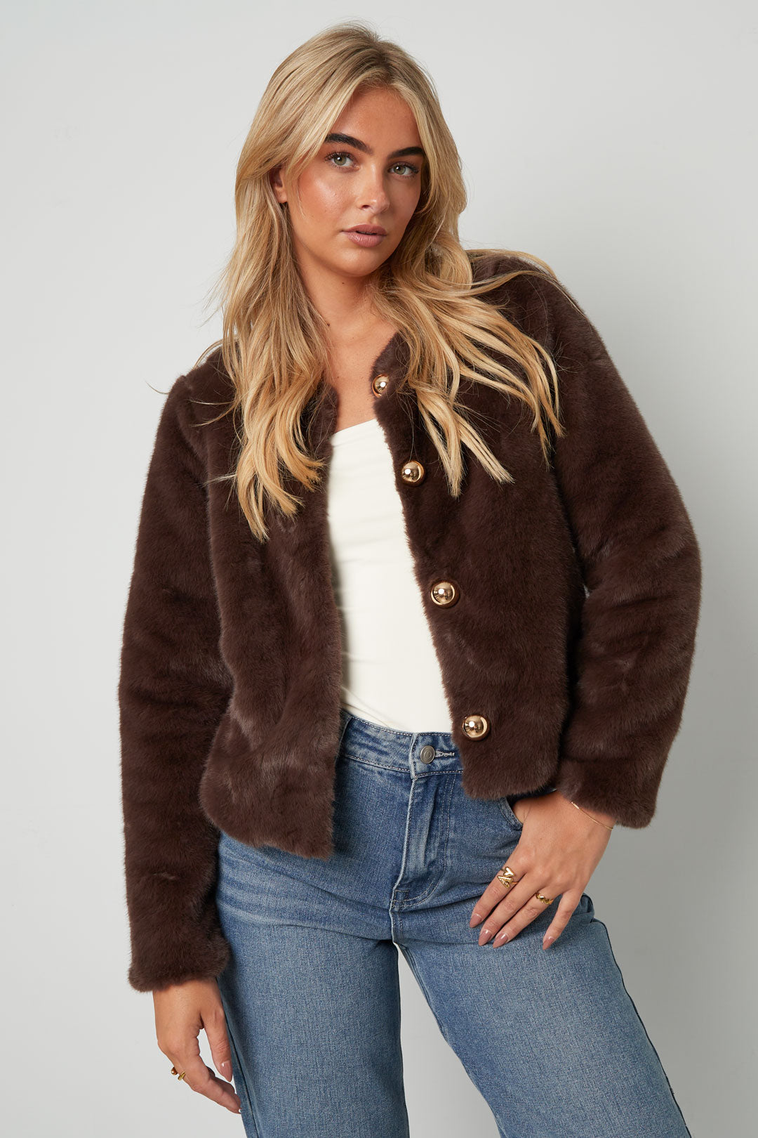 Woven Polyester Fiber Women's Jacket Elegant Solid Color Fall/Winter