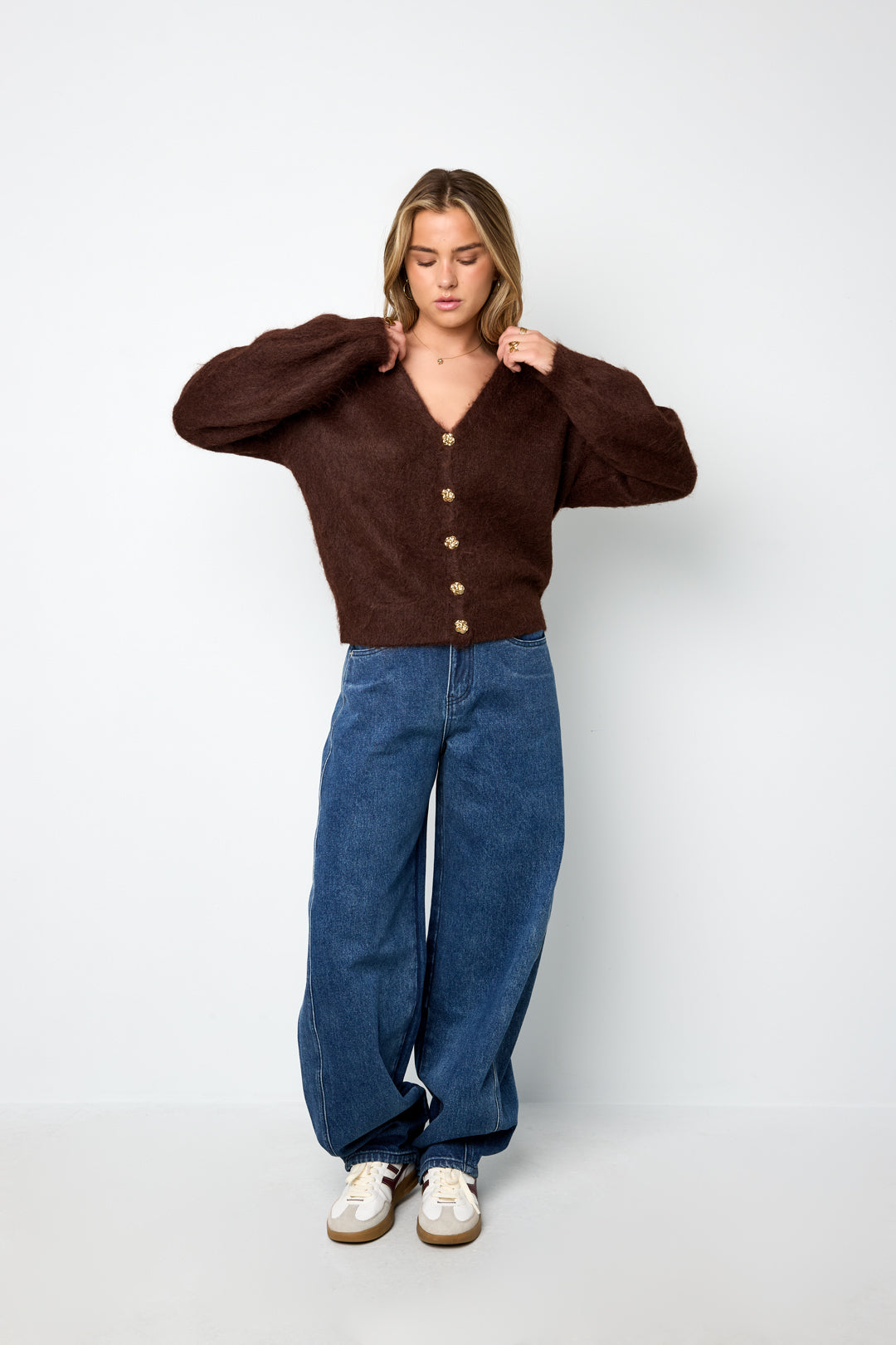 The furry cardigan with buttons