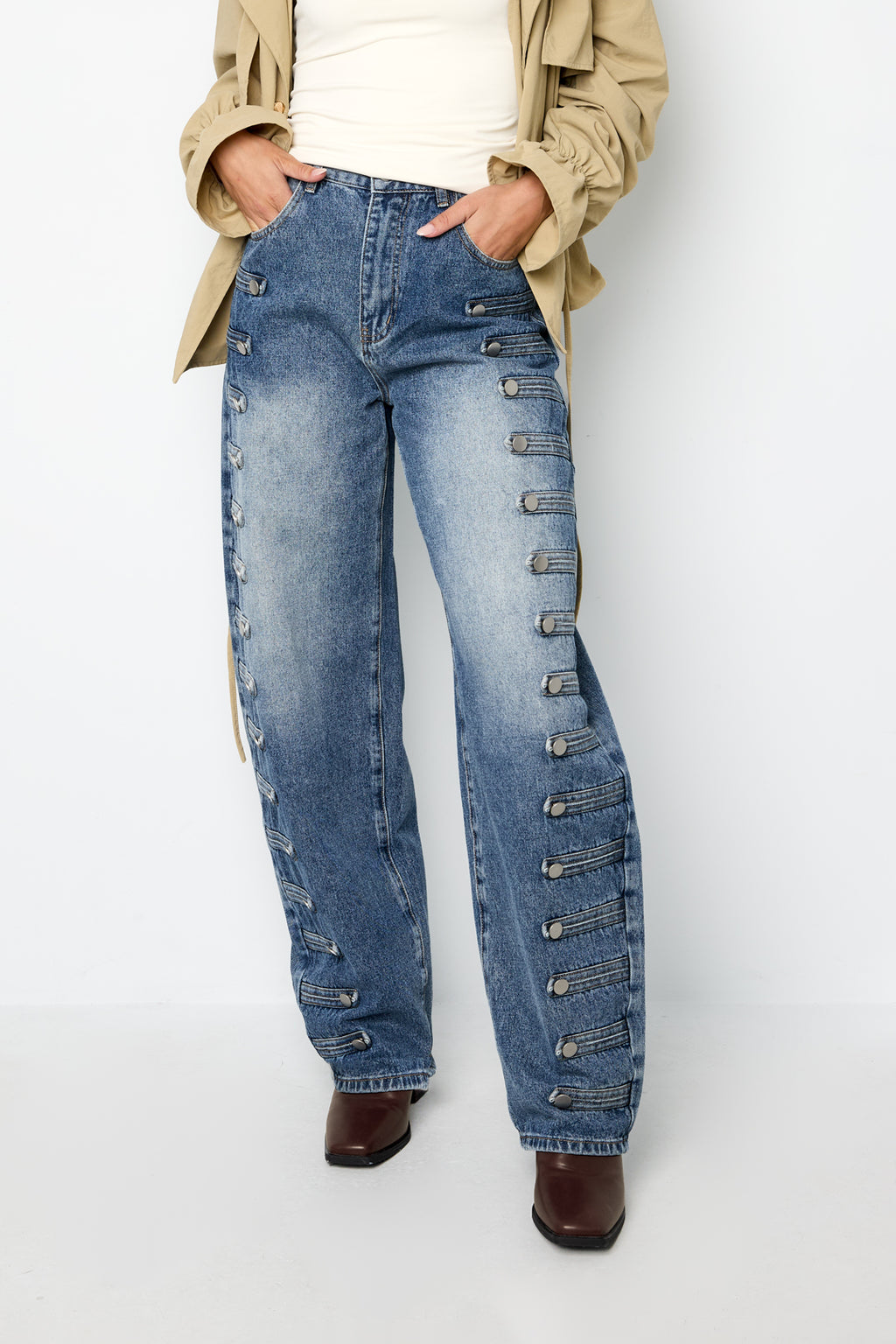 Military Button Up Jeans