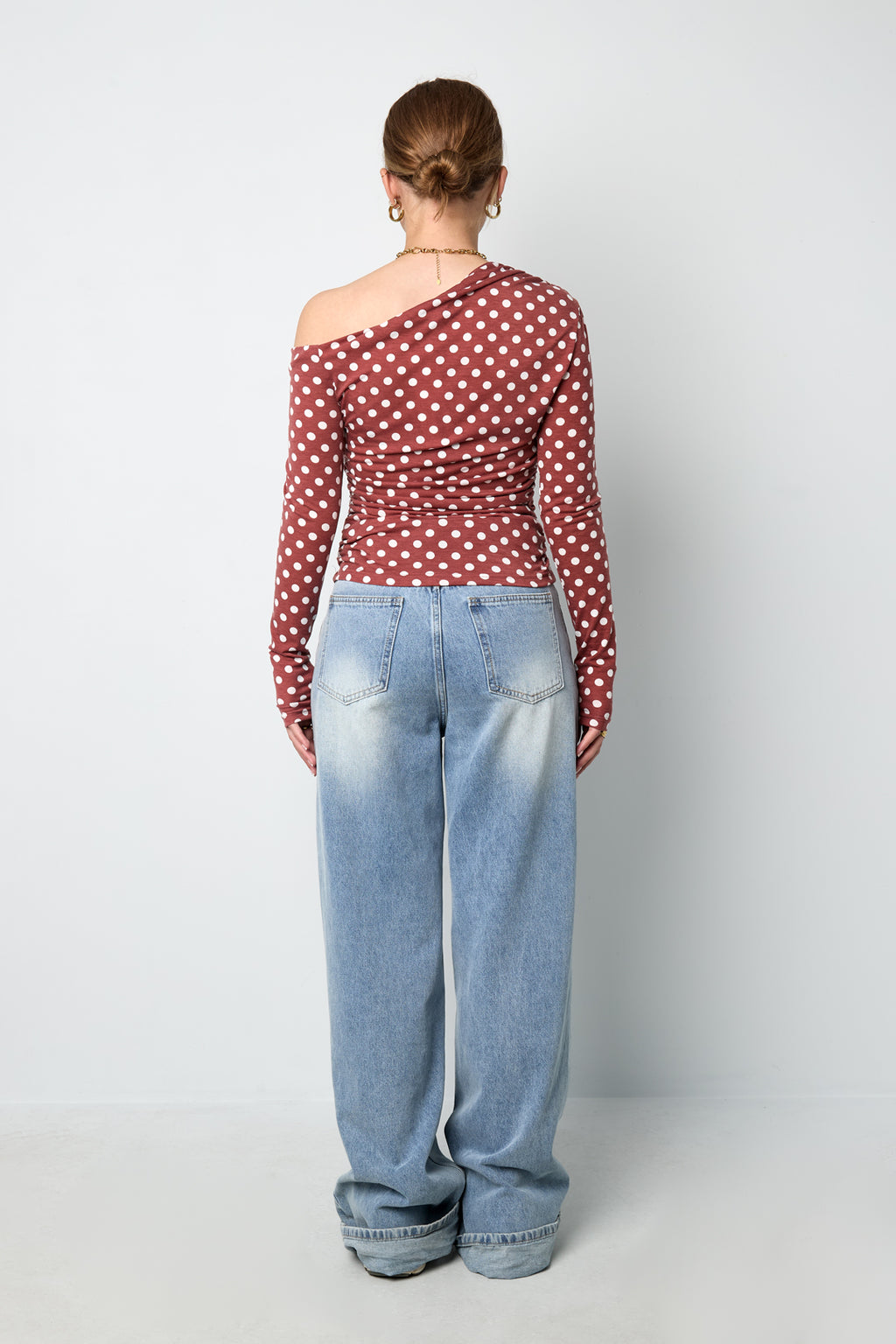 Off Shoulder Polkadot Longsleeve